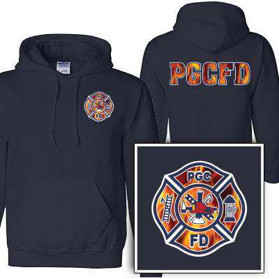 Flames Maltese Cross Firefighter 50 50 Dryblend Hoodie