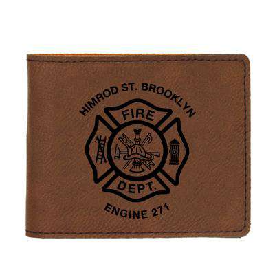 Custom Fire Department Wallet with Maltese, Engine, Ladder