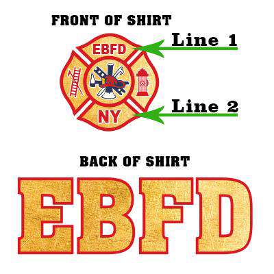 Custom Printed Fire Department T-Shirt with Gold Foil Pattern