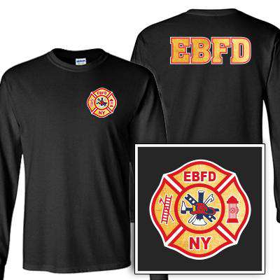 Custom Printed Fire Department T-Shirt with Gold Foil Pattern