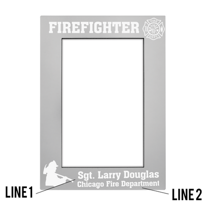 Grey Aluminum Firefighter Photo Frame