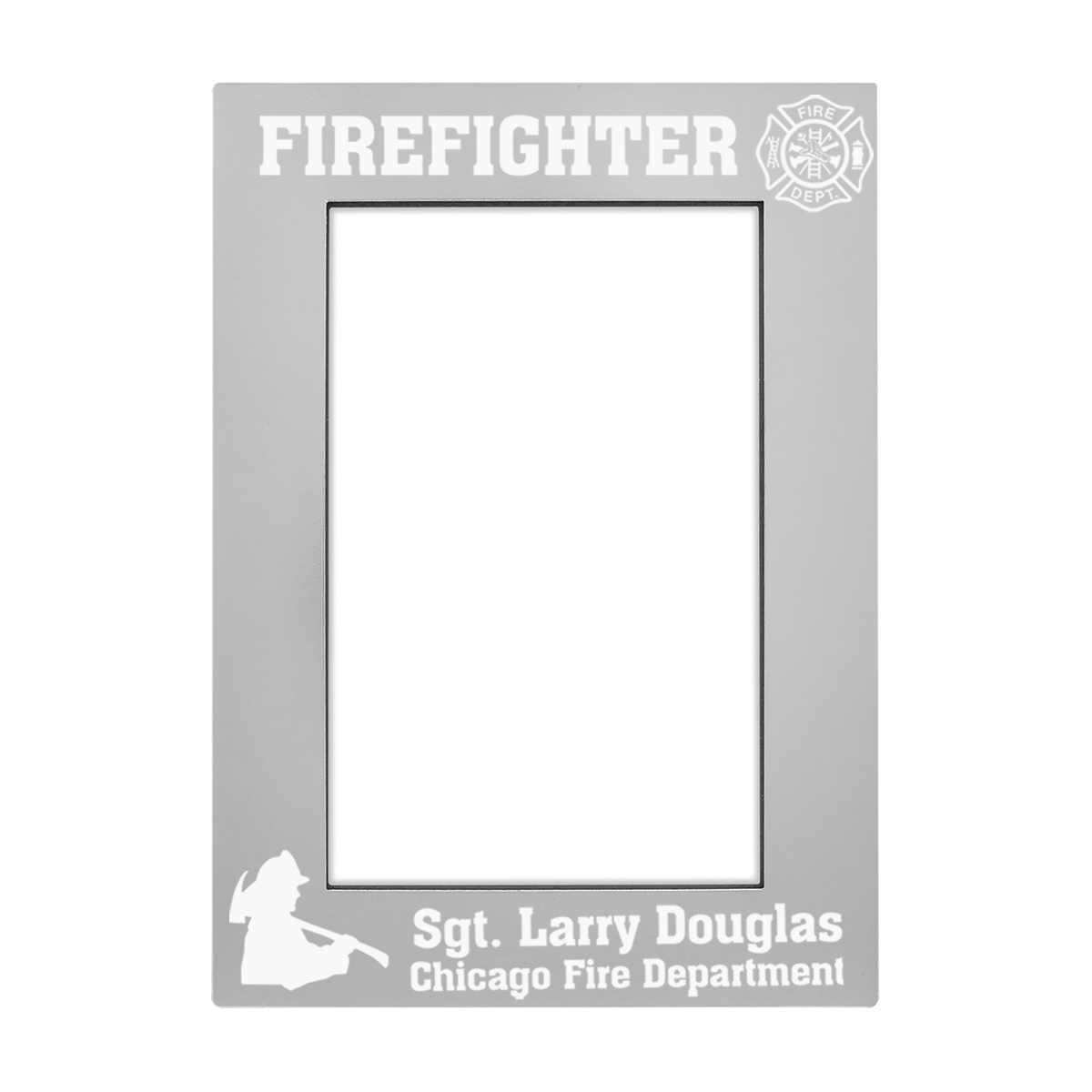 Grey Aluminum Firefighter Photo Frame