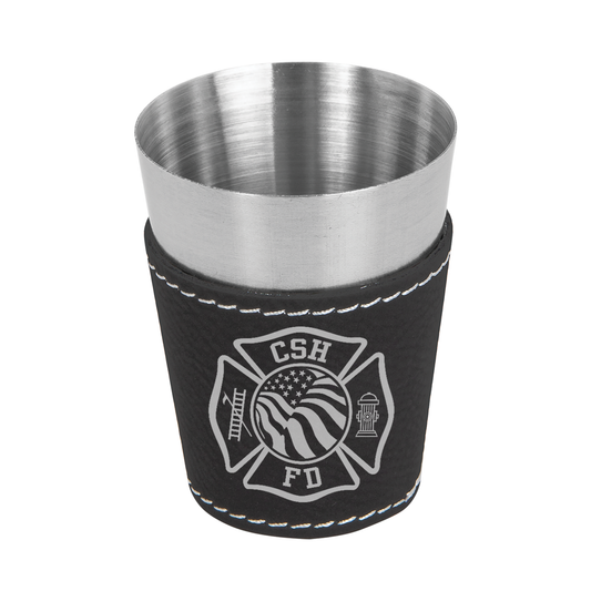 Firefighter Laserable Leatherette & Stainless Steel Shot Glass