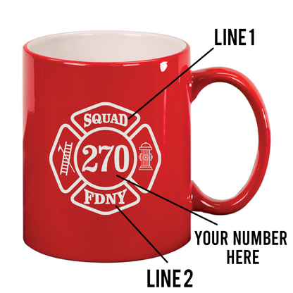 11 oz. Fire Departmetn Ceramic Round LazerMug