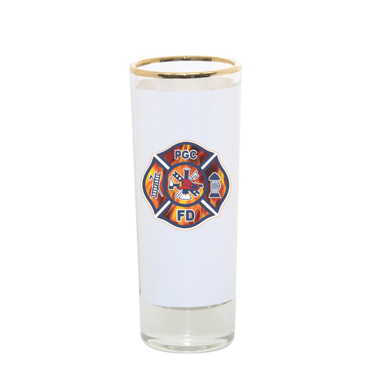 2 1/2 oz. Full Color Glass Shooter with Gold Rim