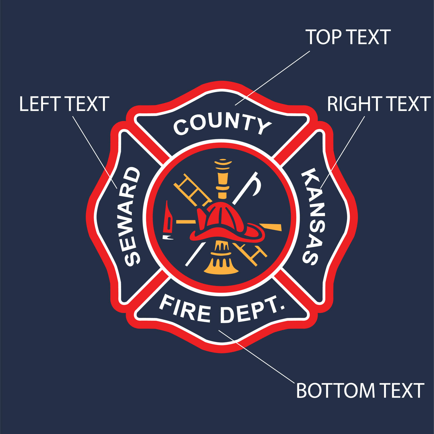 Wavy Flag Round Maltese Design, Firefighter T-Shirt