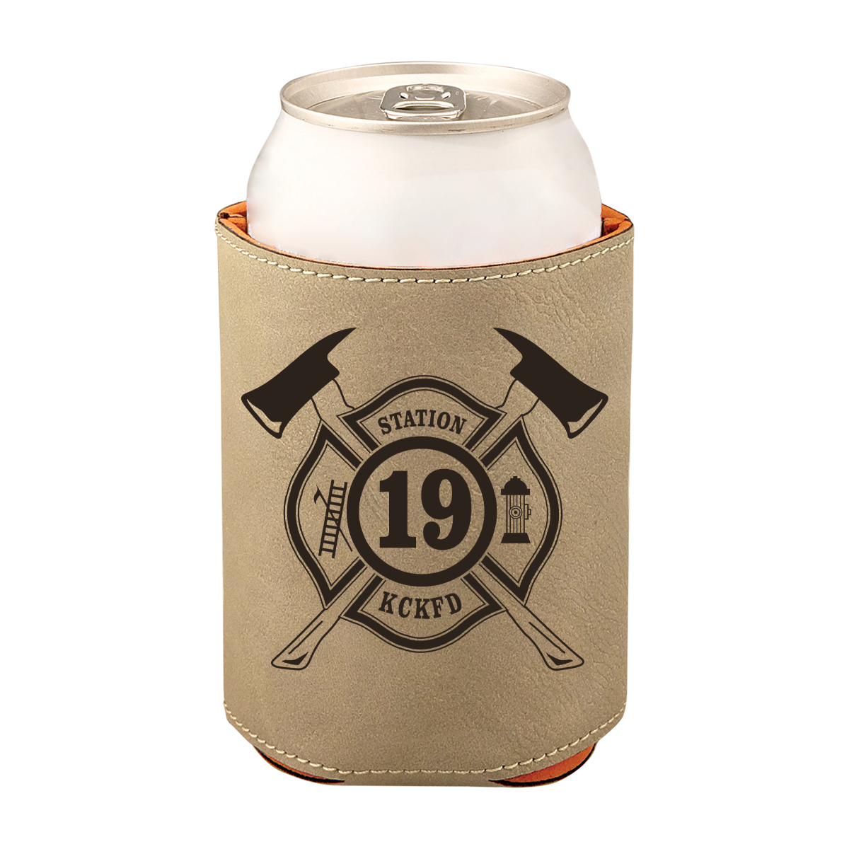 Firefighter Laserable Leatherette Beverage Holder