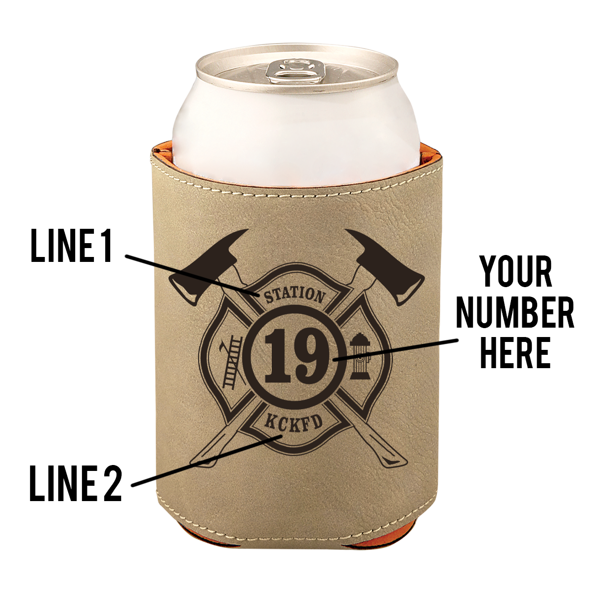 Firefighter Laserable Leatherette Beverage Holder