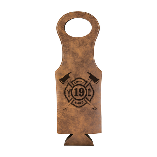 Firefighter Laserable Leatherette Wine Bag